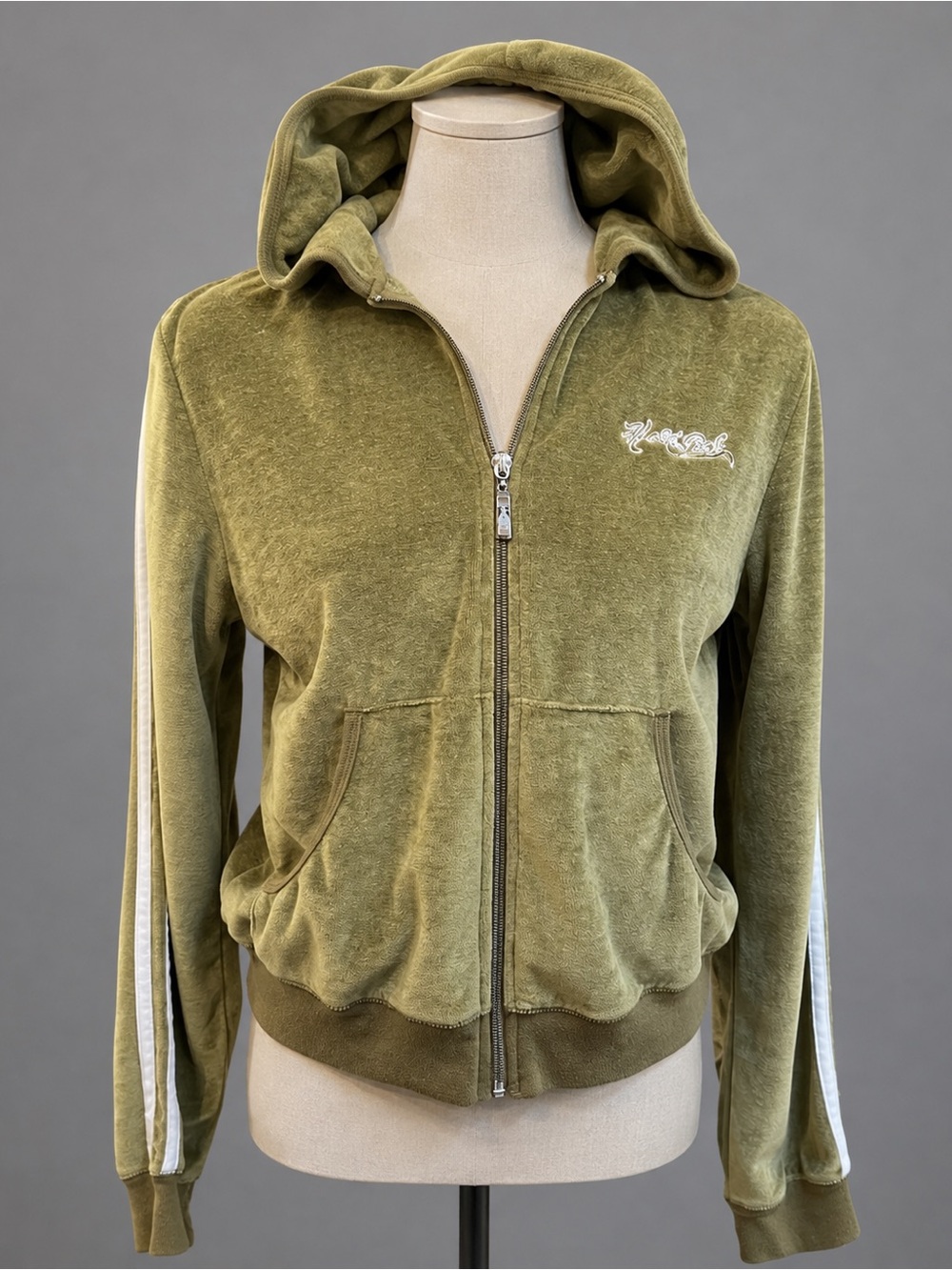 Vintage HALE BOB Light Green Race Track Hoodie Sweat Jacket